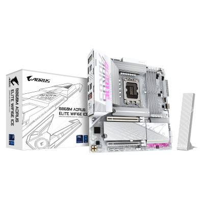 GIGABYTE B860M AORUS ELITE WF6E ICE Intel B860 LGA 1851 (Socket V1) mikro ATX GIGABYTE B860M AORUS ELITE WF6E ICE Intel B860 LGA 1851 (Socket V1) mikro ATX
